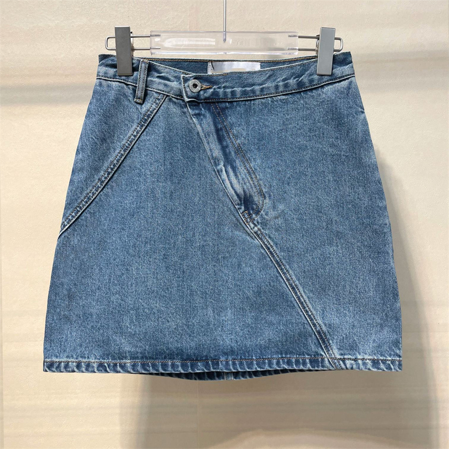 Damen-Jeansrock, Designer-Rock in A-Linie mit hoher Taille, klassischer Trend, amerikanische Waschung, Vintage-Stickerei auf der Gesäßtasche