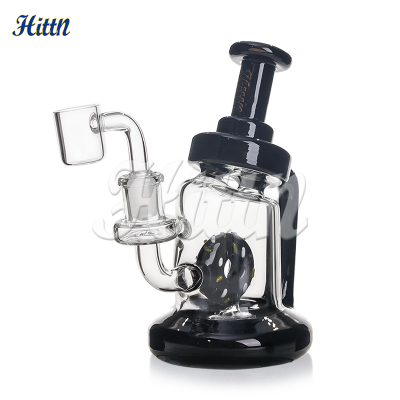 Hittn Girly Bong Dab Rig Bubbler Cute Glass Bong Donut 샤워 헤드 Perc Glass Water Pipe Oil Rig 14mm Quartz Banger 흡연 액세서리 6.7 인치