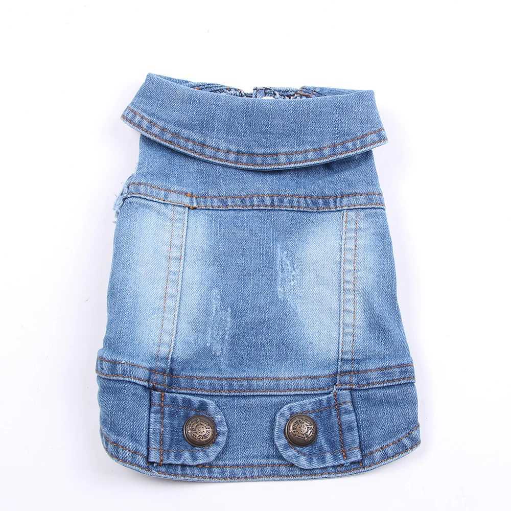 Hondenkleding XKSRWE Honden en katten Jean Jacket Vest Pootafdruk Pet Puppy Denim Jas Lente/Herfst Kleding Kleding 6 maten