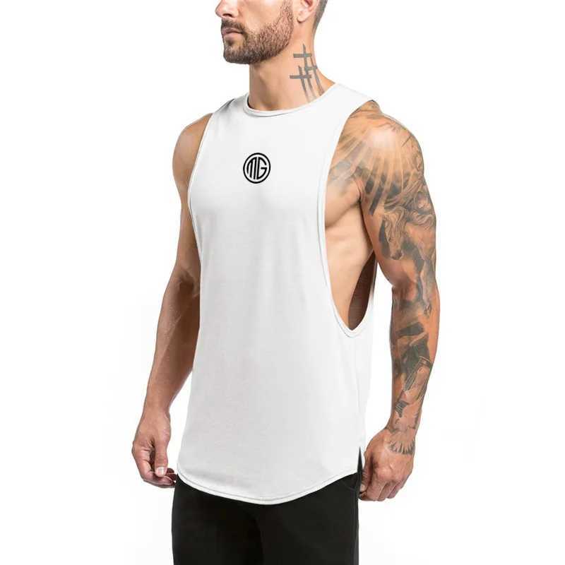 Regatas masculinas de fitness regata roupas de ginástica musculação treino algodão sem mangas colete masculino casual respirável moda estilingue camiseta YQ240131