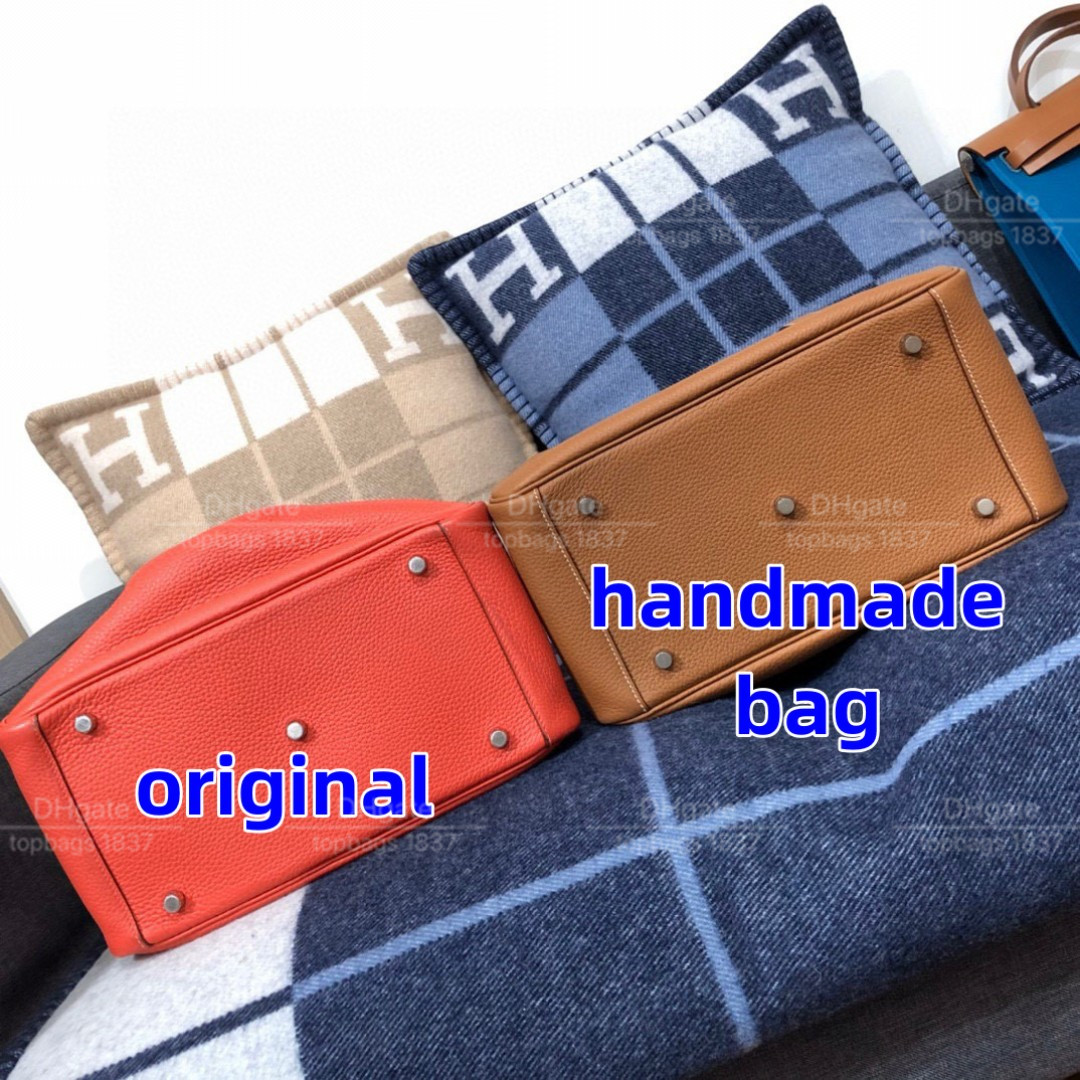 All handmade luxury tote bags 12a mirror quality designer shoulder handbags original TC leather luxury doctor bags LD 26cm 30 gold Customized color with orange box