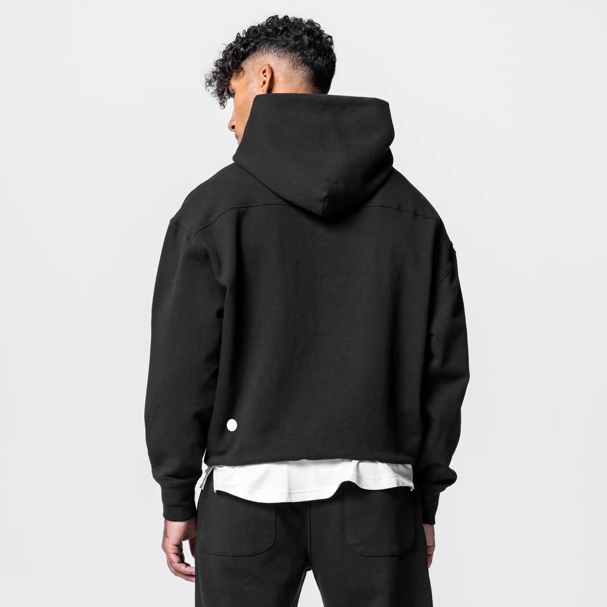 LL Mens Yoga Hooded + Sweatpant الزي الرياضي من قطعتين مجموعة ألوان صلبة سروال رياضي مع جيوب خارج الملابس 320