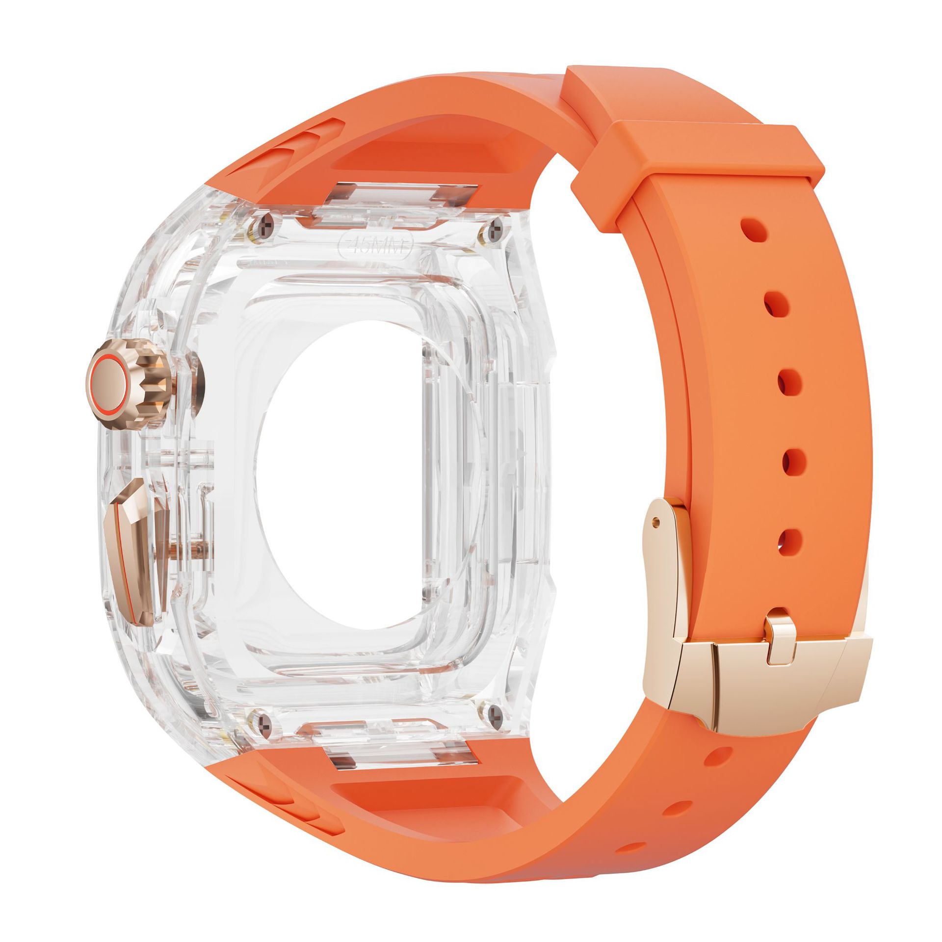Роскошный комплект модов, прозрачный корпус, силиконовый ремешок для браслета для Apple Watch 8 7, ремешок для корпуса 45 мм, 44 мм, рамка для ПК для iwatch Series 6 5 4 SE, аксессуары