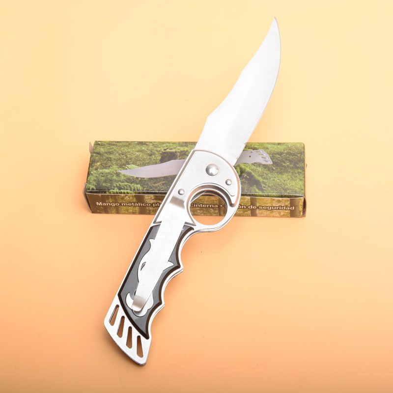 Coltello pieghevole tattico AUTO di alta qualità 440C Coltello tascabile EDC con manico in alluminio a lama singola satinata con confezione in scatola al dettaglio