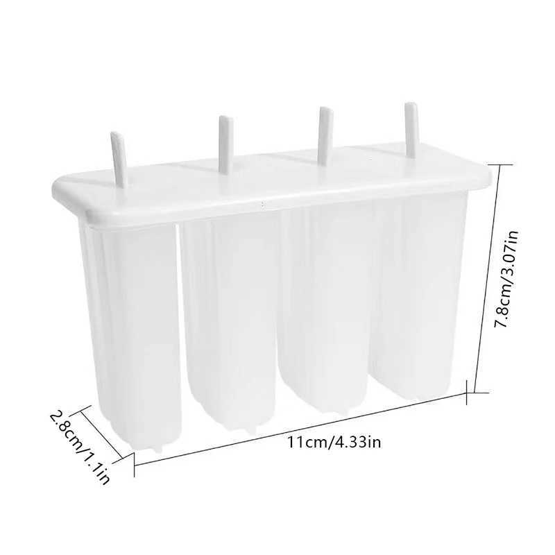 Eiscreme-Werkzeuge, Form, 4 Eis am Stiel-Set, Maker-Tablett, DIY, wiederverwendbar, mit Stäbchen und Deckel, kreatives Küchenwerkzeug, Sommer YQ240130