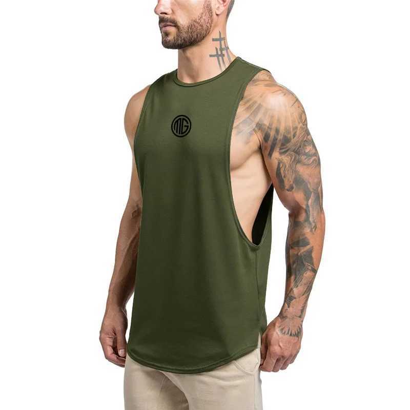 Regatas masculinas de fitness regata roupas de ginástica musculação treino algodão sem mangas colete masculino casual respirável moda estilingue camiseta YQ240131