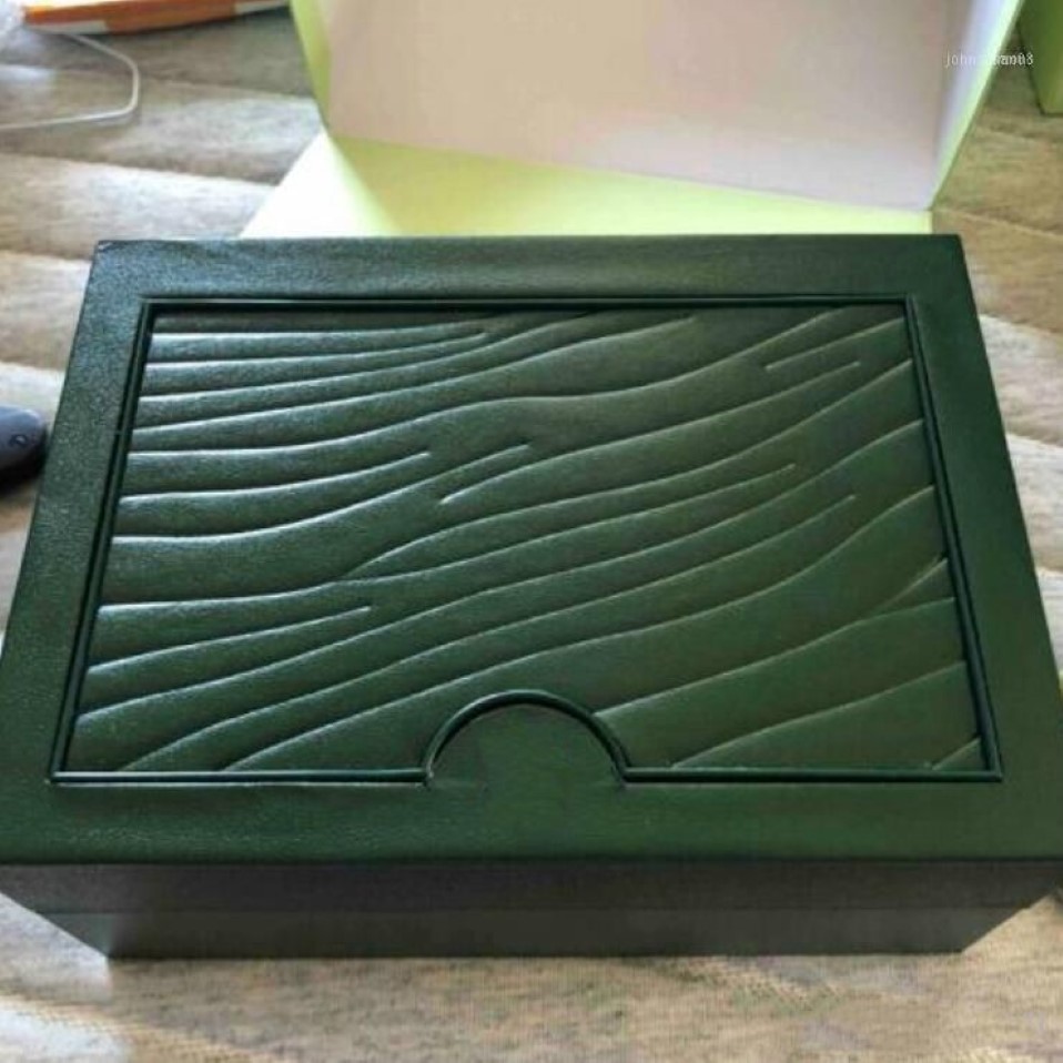 Caja de reloj Caja de reloj de marca verde Original con tarjetas y papeles Certificados Caja de bolsos para relojes 116610 116660 116710 11293Q