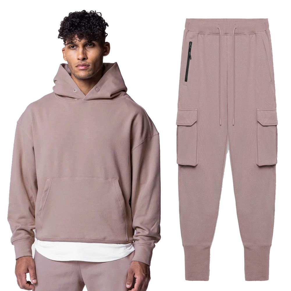 LL Mens Yoga Hooded + Sweatpant Outfit Sports Two-Piece Set Solid Color Sweater Sports Pants With Pockets Outwear 320