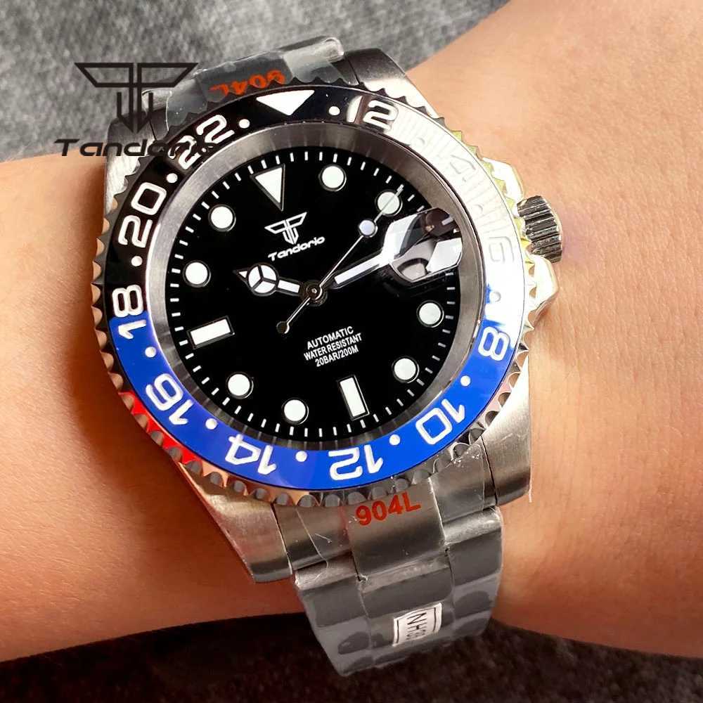 Other Watches Tandorio NH35A 40mm Stainless Steel 20Bar Automatic Mens Dive Watch Sapphire Glass Black Dial Date Screw Crown 120-Click Bezel J240131