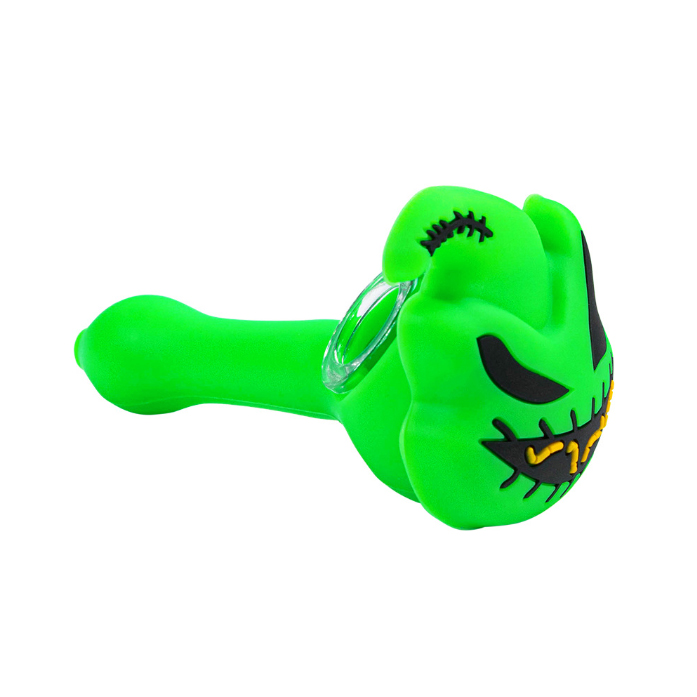 Halloween crânio jack abóbora silicone fumar tubo de mão forma dos desenhos animados com tigela de vidro para erva seca tabaco queimador de óleo tubos cera dab plataformas atacado