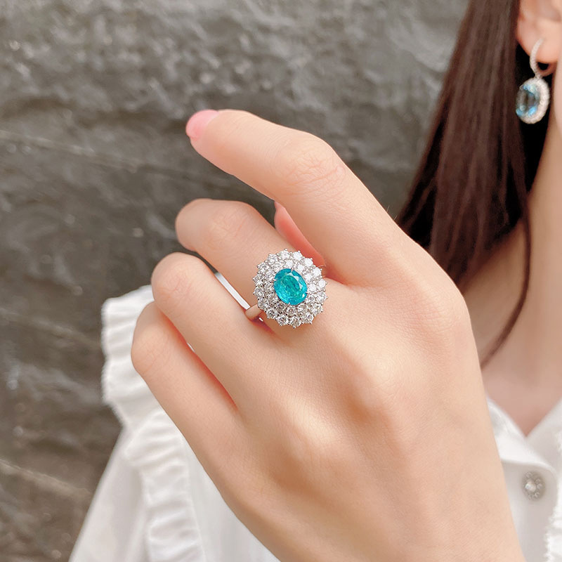 Ring Women Sky Blue Crystal Zircon Diamond White Gold Plated Ring Fashion Jewelry Birthday Present