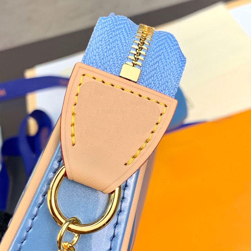 Fashion Designer Bag New interlocking design is full card position blue patent leather size 10X5X4cm crossbody bag