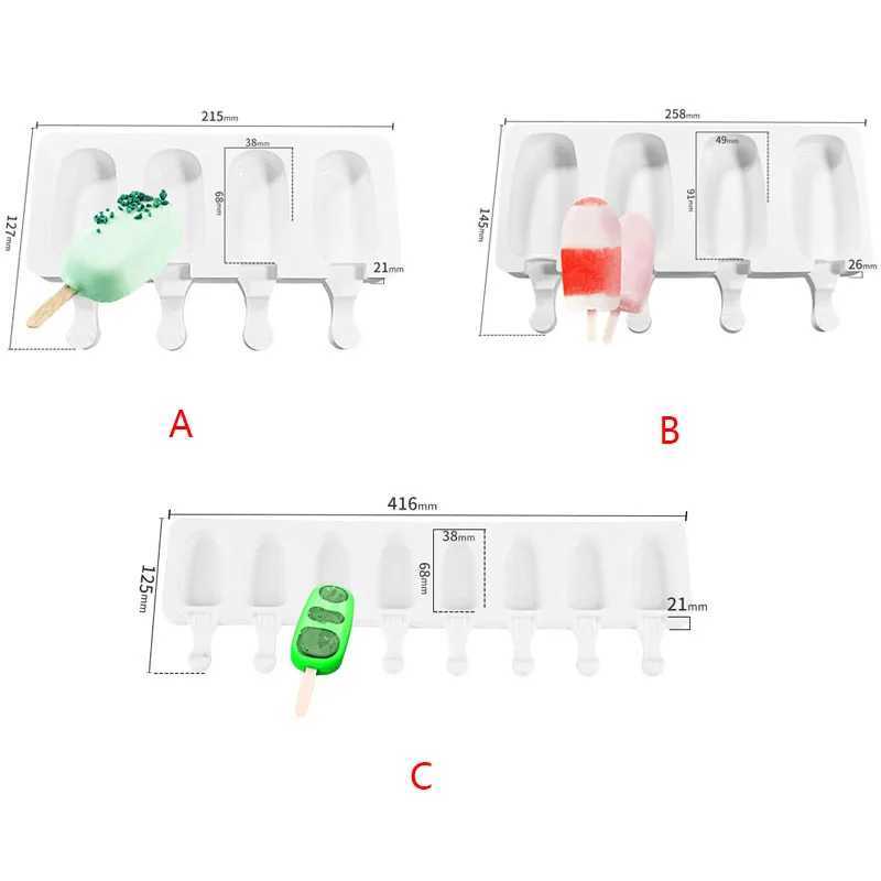 Инструменты для мороженого 4/8 ячеек Magnum Силиконовая форма Формы для мороженого DIY Плесень Pop Maker с палочками YQ240130
