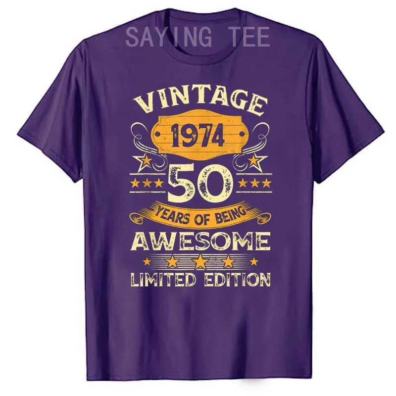 T-shirts masculins 50 ans cadeaux vintage 1974 50e cadeau d'anniversaire T-shirt génial né en 1974 TEE TOPS MAMA DADDY présente mari Cadeaux