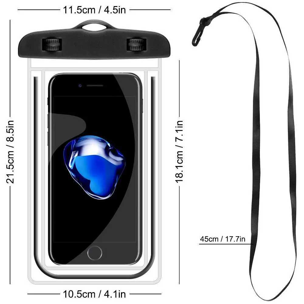 Mobiltelefonpåsar Simningspåsar Vattentät telefonfodral Vattentät Väska Mobiltelefon Pouch PV -täckning för iPhone 14 Pro XS Max XR X 8 7 Galaxy S10 YQ240131