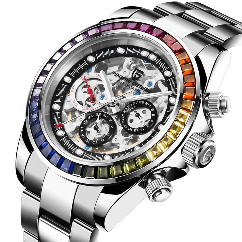 2021 PAGANI Design Automatic Watch 40mm Men Mechanical Skeleton Watches Stainless Steel Waterproof Fashion Business Relogio Mascul225e