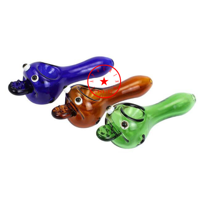 Senaste färgglada Monster Art Thick Glass Hand Pipes Handgjorda Portable Filter Herb Tobacco Spoon Bowl Smoking Bong Cigaretthållare Tube DHL