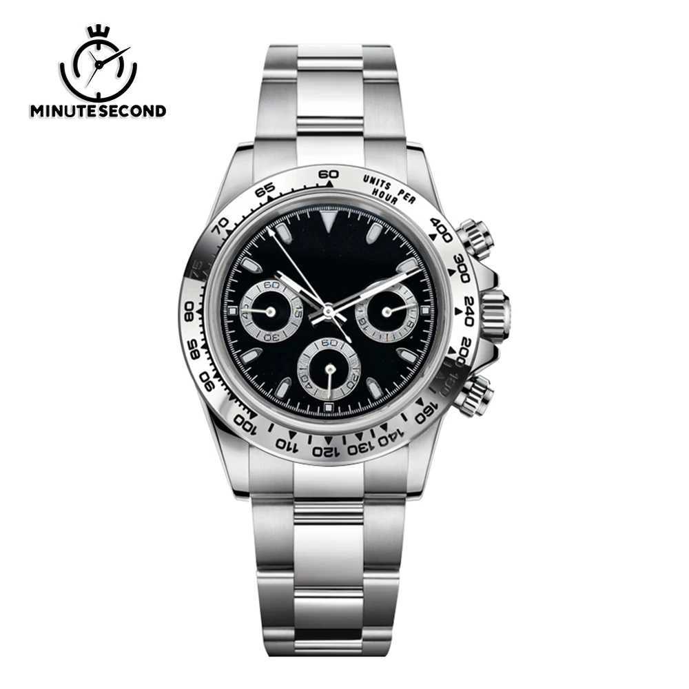 Other Watches Minutesecond Quartz Watch VK63 Sports Timer Sapphire Crystal Waterproof Mens Watch Bracelet Stainless Steel Watch J240131