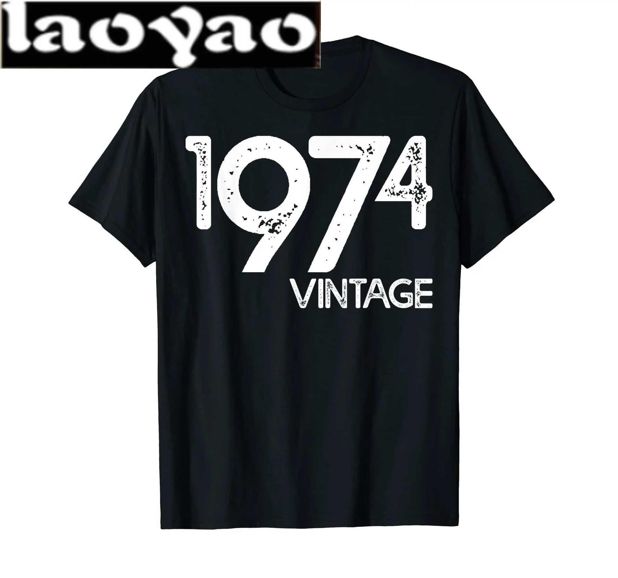 남자 티셔츠 클래식 빈티지 1974 년 레트로 70 년대 스타일의 생일 연도 tshirt 남자 여자 유니스석 티셔츠 셔츠 스트리트웨어 편안한 여름 티