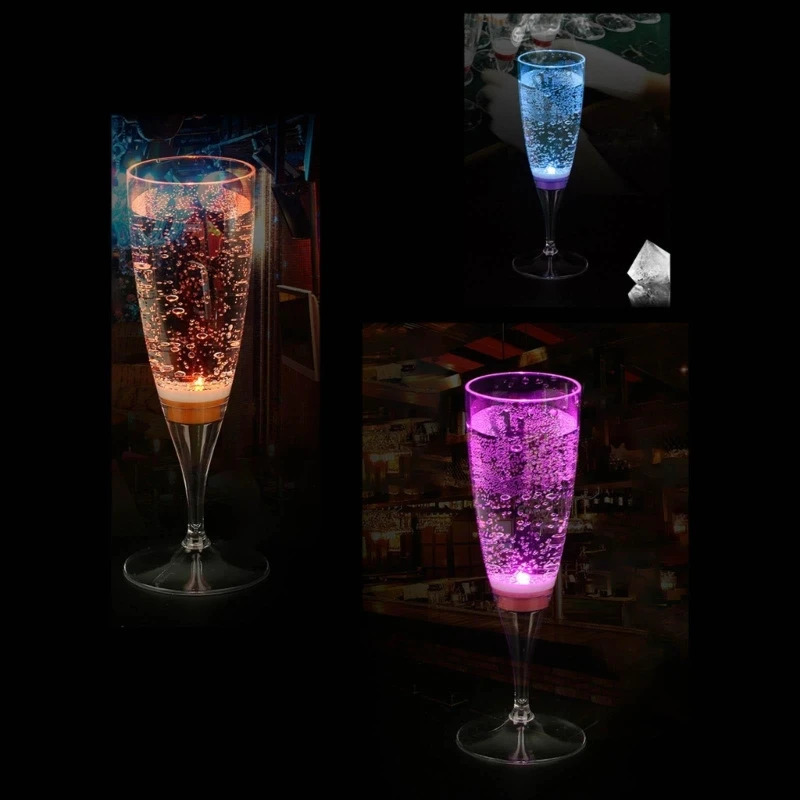 Verres à LED Champagne Lightglasscup tasses flûtes clignotant éclairé fête Cocktail boire brillant gobelet mariage 240119