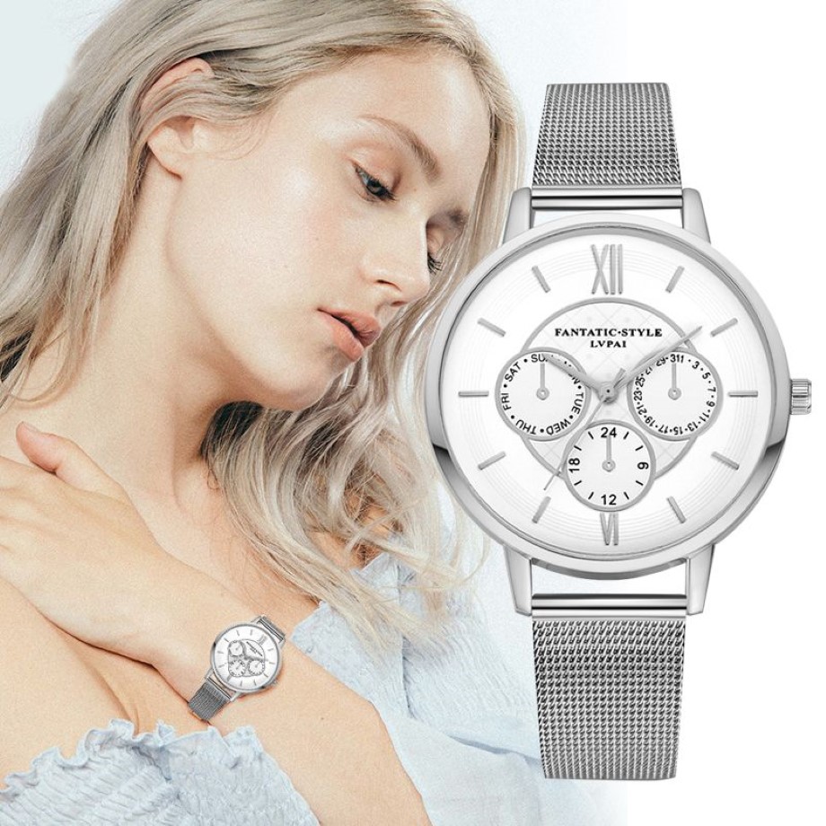 2020 nouvelle montre pour femme de luxe argent montre en acier inoxydable femmes dames tenue décontractée montre-bracelet à Quartz Clock270p