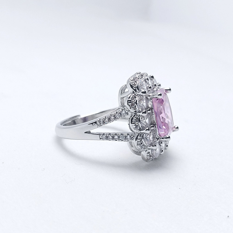 Mode smycken rosa kristall zirkon diamant vit guld pläterad ring blommaformad ring student födelsedagspresent bröllop smycken