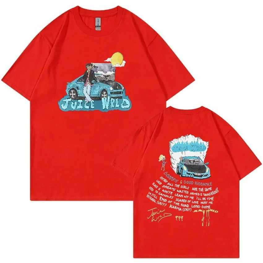 Homens camisetas 2024 Rapper Juice Wrld Álbum de Música Gráfico T-shirt Mens Hip Hop Moda Algodão Manga Curta Camisetas Homens Mulheres Streetwear