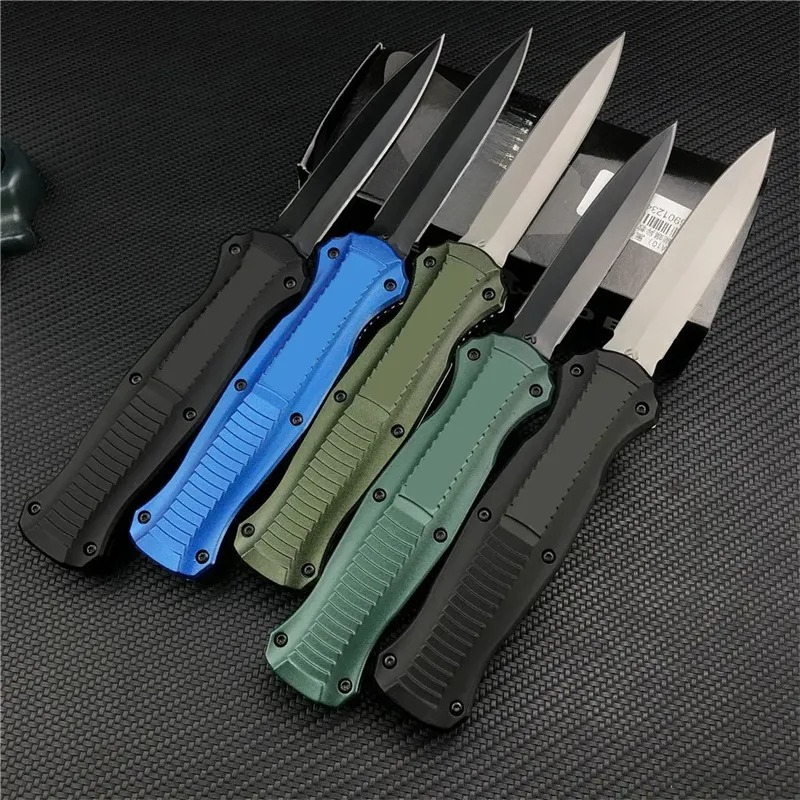 Tactical Automatic Knife D2 Satin Blade Aluminum Handles Hunting AUTO Knife Outdoor Survival Knives Camping Self Defense EDC Multitool BM 5370 UT85 3300