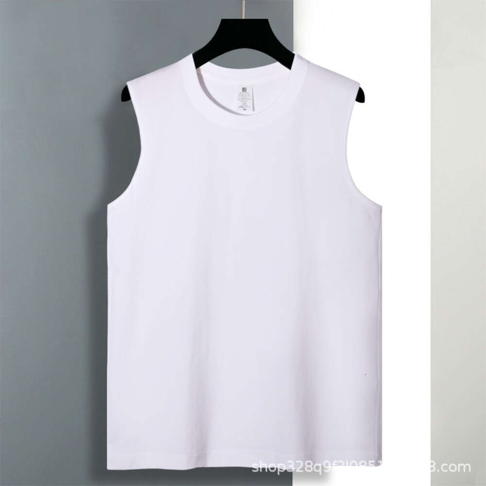 Summer 230g Pure Cotton Sleeveless T-shirt with Round Neck and Loose Tank Top Print for Men and Women. Wholesale of Solid Color Kan Sleeve Base Shirts