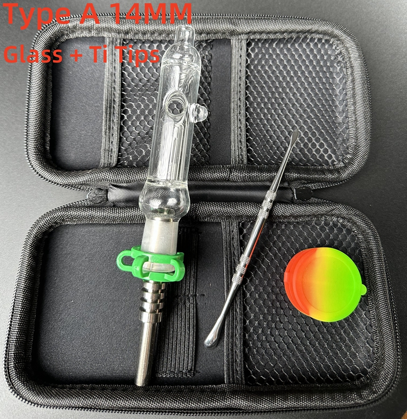 Mini Nector Collector Kit 10mm 14mm Petits narguilés NC kits avec ongles en titane pointes de quartz Dab Dabber plat verre tuyau Bongs sac cadeau