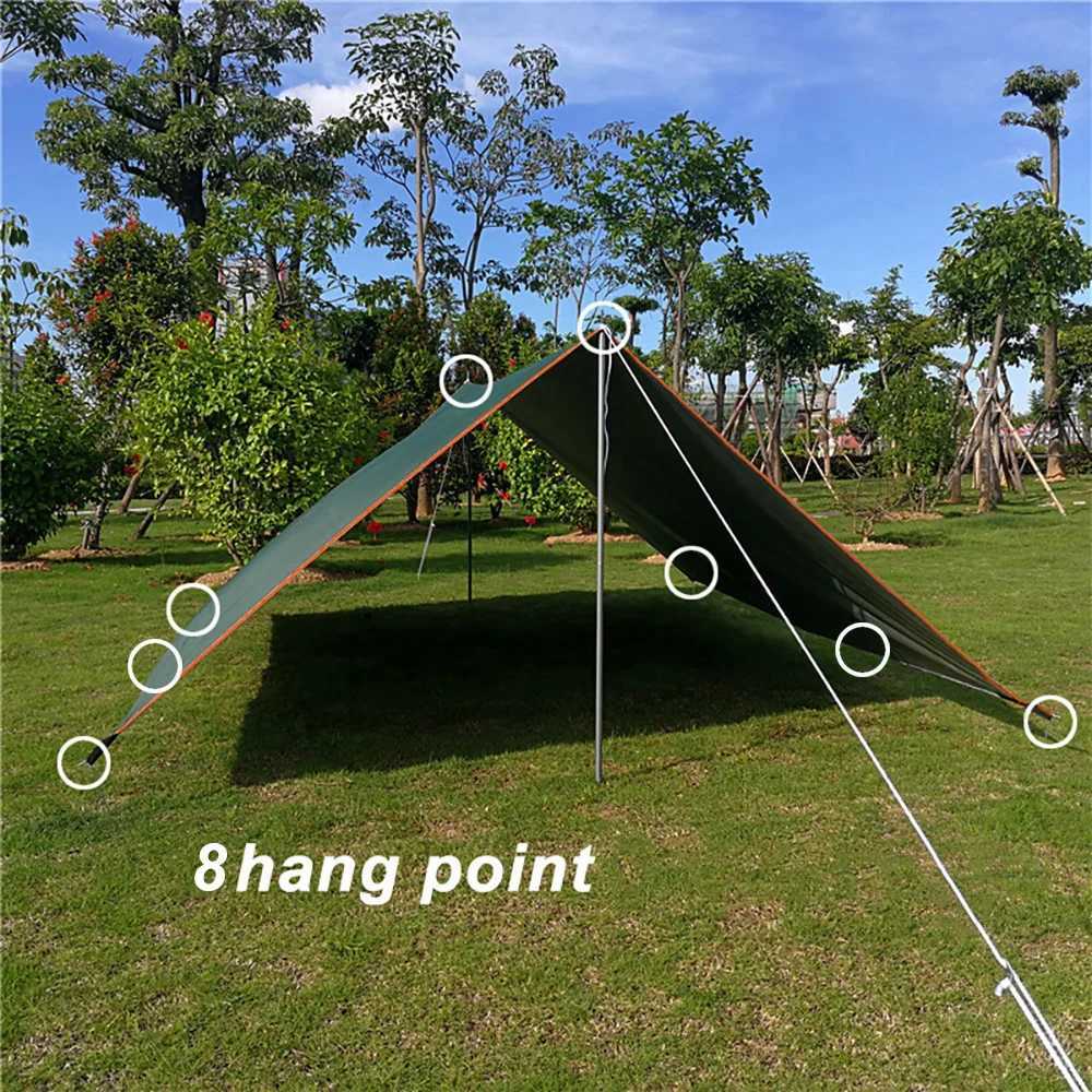 Shade 5x3m 4x3m Tarp With Support Pole Rope Peg Waterproof Awning Tent Shade Garden Sunshade Outdoor Camping Sun Shelter Beach Hammock YQ240131