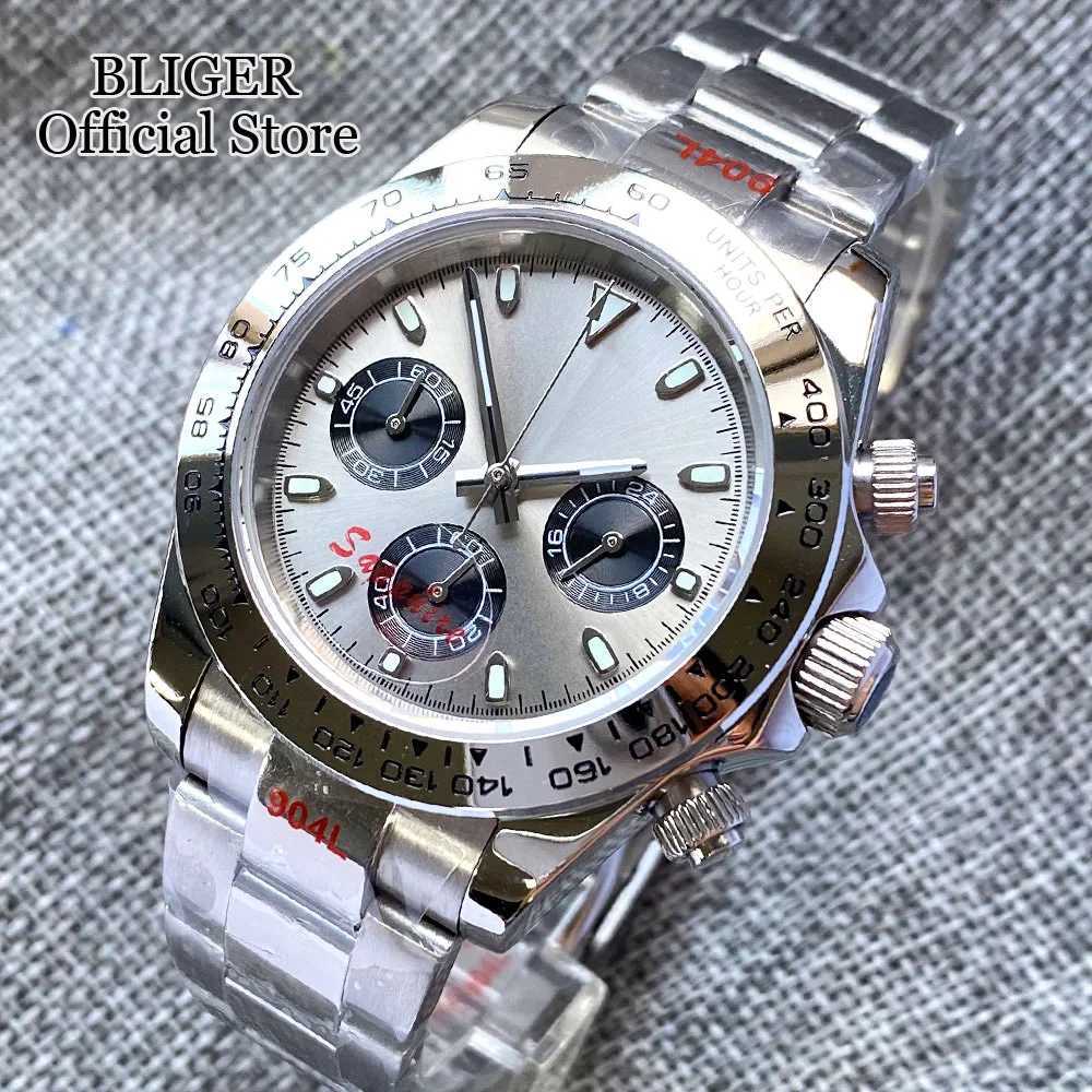 Autres montres Luxe et à la mode 39 mm chronographe à quartz montre d'affaires pour hommes mouvement VK63 cristal saphir cadran gris insert de lunette en acier argenté J240131