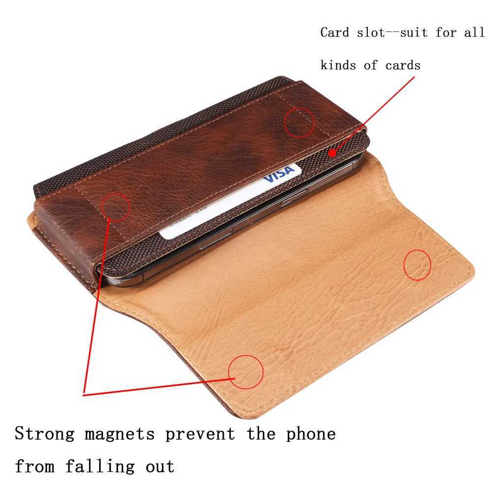 Cell Phone Pouches Universal Leather Men Waist Bag For 15 14 13 12 Pro Max Galaxy S23 S22 Mobile Phone Belt Clip Cases YQ240131