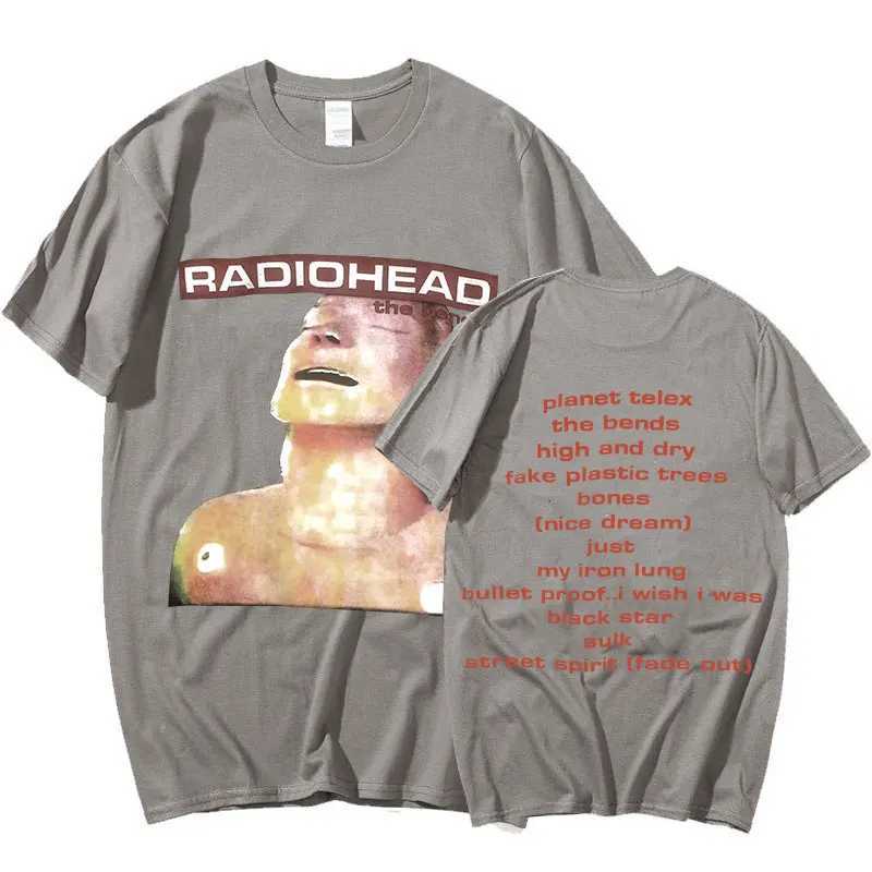 Heren T-shirts Vintage Rock Band Radiohead T-shirt Mannen 100% Katoenen T-shirts Hip Hop The Bends Muziek Album Print Tee Shirt oversize Harajuku Top