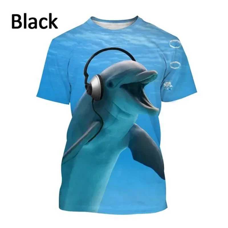 القمصان للرجال ابتسامة الدلفين تي شيرت الرجال عرضية ثلاثية الأبعاد مضحكة الدلافين المطبوعة قميص قصير الأكمام
