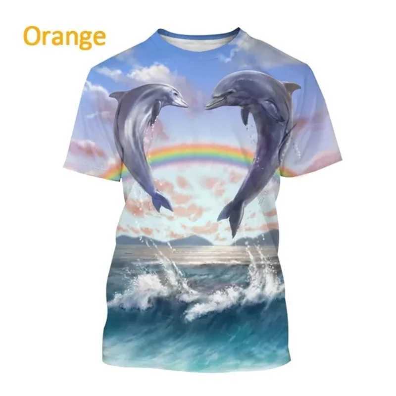 T-shirty męskie uśmiech delfin t shirt mężczyzn Męs