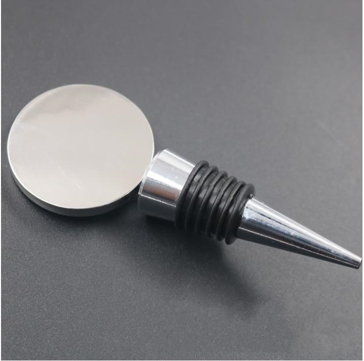 Custom Round Red Wine Bottle Stopper Blank Metal Champagne Stopper Bar Tools Wedding Gift For DIY Crystal Dome Accessory SN933