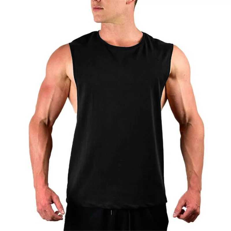 Men's Tank Tops New Mens Cut Off Sleeveless shirt Gyms Stringer Vest Blank Workout Shirt Muscle Tees Bodybuilding Tank Top Fitness Clothing YQ240131