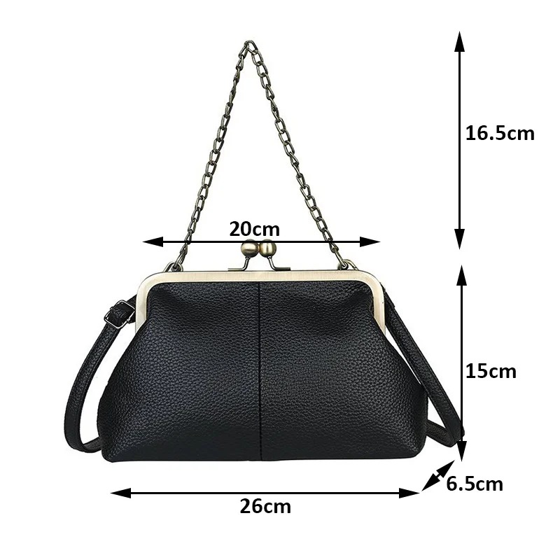 Elegant PU Women Small Shoulder Bag Luxury Designer Clip Clutch Retro Ladies Purse and Handbags Crossbody Bags Soft leather