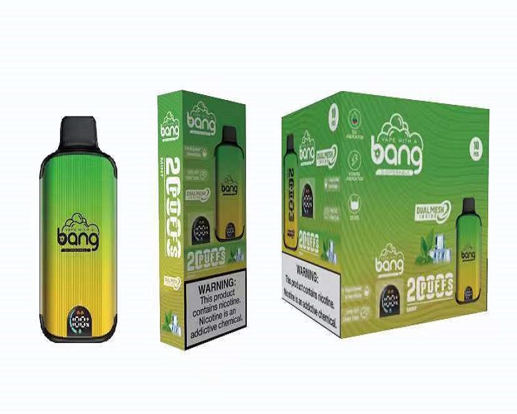 Original Bang 20000puff Disposable E Cigarettes 1.0ohm Mesh Coil 23ml Pod Battery Rechargeable Electronic Cigs Puff 20K 0% 2% 3% 5% Vape Pen Kit Customizable