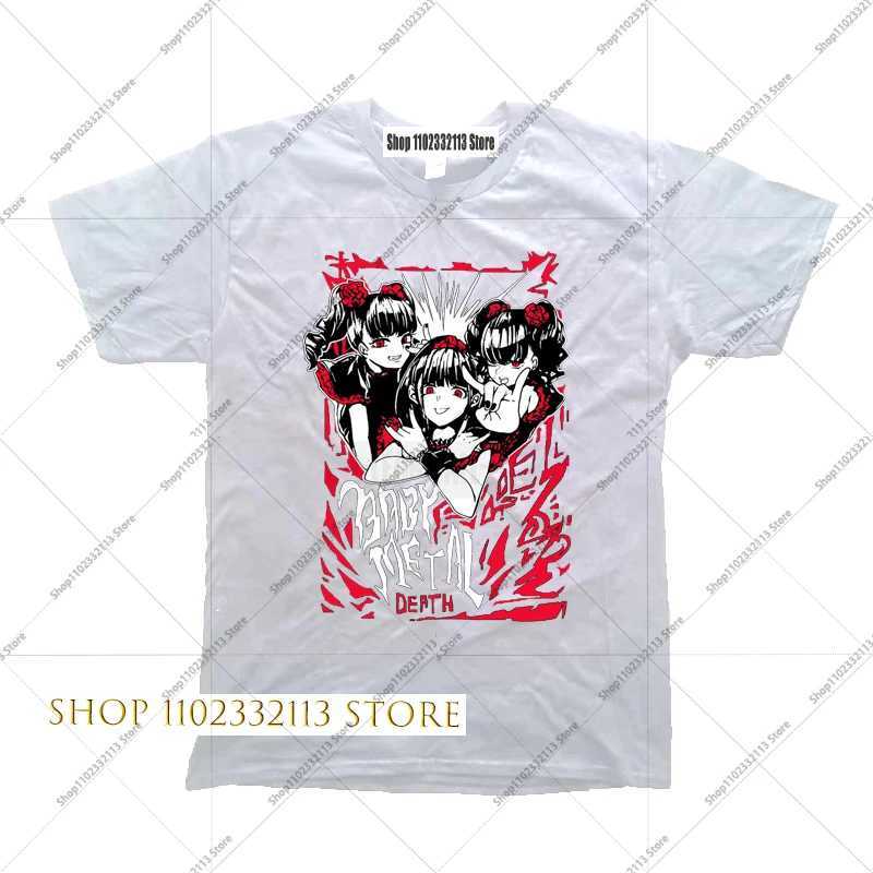 Herren T-Shirts 2023 BABYMETAL Rock Band T-Shirt Herren Casual Street Loose Harajuku für Männer und Frauen Grafik-T-Shirts Anime-Kleidung