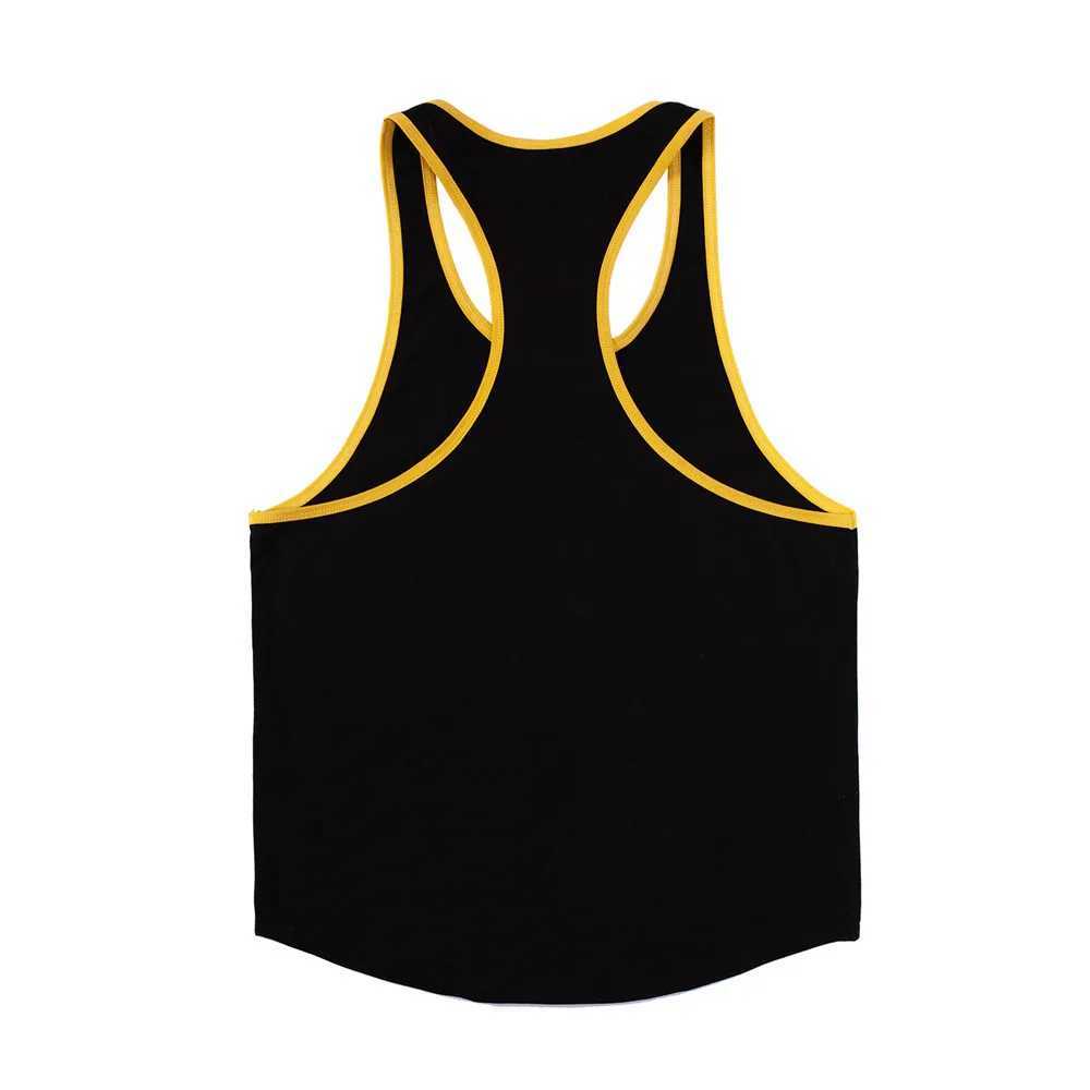 Erkek tank üstleri yaz spor salonu kolsuz gömlek erkek vücut geliştirme üst fitness eğitimi pamuk baskısı singlet stringer fanila erkek rahat yelek yq240131