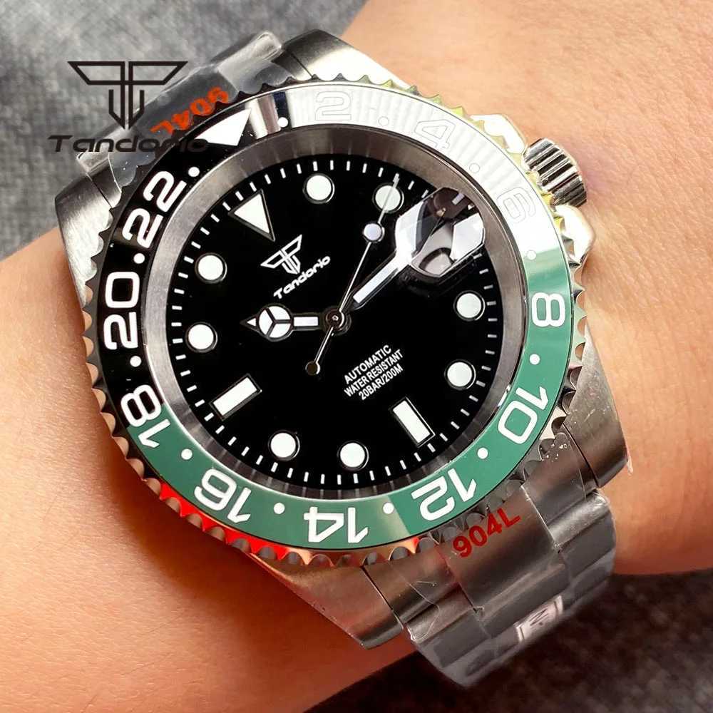 Other Watches Tandorio NH35A 40mm Stainless Steel 20Bar Automatic Mens Dive Watch Sapphire Glass Black Dial Date Screw Crown 120-Click Bezel J240131