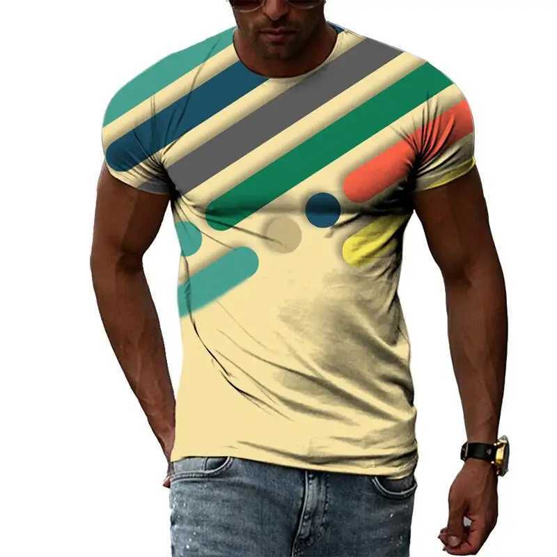 Men's T-Shirts Fashion Mens T-shirt Multidimensional Graphic Tee For Men Casual 3D Print Harajuku Personality Round Neck Short Sleeve Top