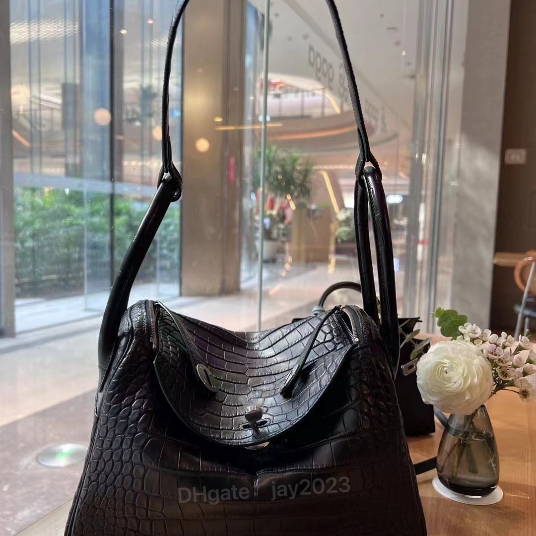 Fully Handmade tote bag designer bag Slant Bag Classic Luxury 25cm 30cm Sizes Imported America Crocodile leather real skin Beeswax Thread stitched