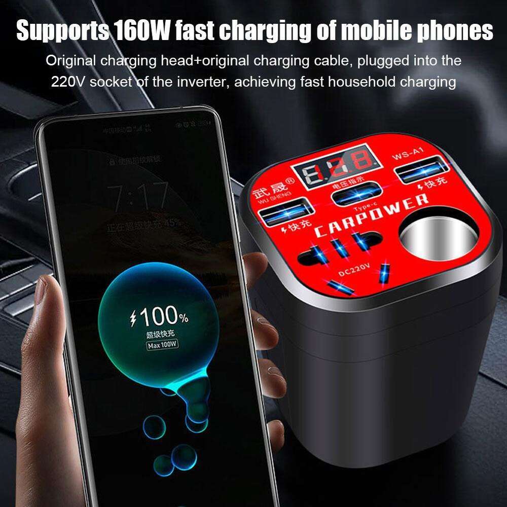 Nouveau Nouveau nouveau onduleur 12V/24V Dc1 10V-220V convertisseur USB 3.0 Port de charge Smart Led affichage prise chargeur voiture accessoires