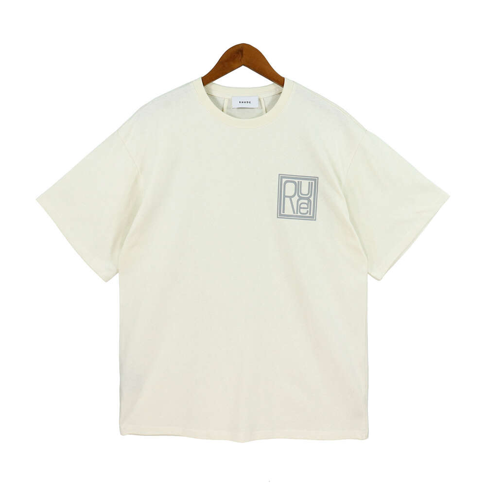 High Version 2023 Summer New Trend RHUDE Minimalist Letter Print High Street Men's Loose Short Sleeved T-shirt