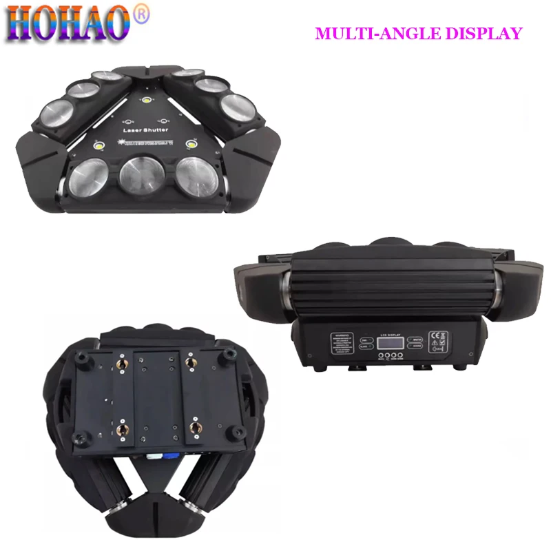 Hohao 0 Duty 4x 2024 NY HOT DISCO DJ Club Stage Lighting 9 Head Bird Beam Laser Light New Lasers + Strobe Effect 3-in-1 9x12W 4in1 RGBW Lamps