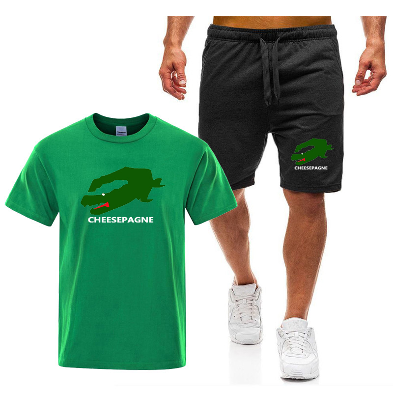 Vêtements de sport d'été pour hommes imprimés marque costume de fitness costume de course T-shirt décontracté ensemble short et haut respirant jogging vêtements de sport ensemble deux pièces pour hommes
