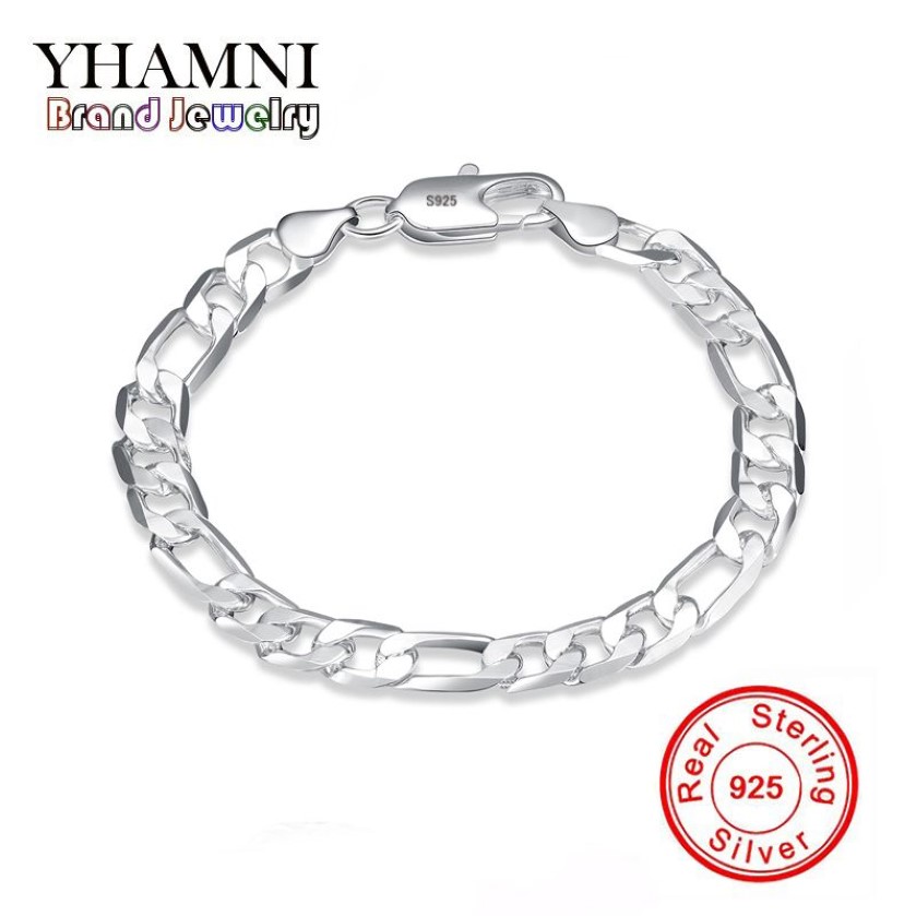 YHAMNI Original réel solide 925 pur argent hommes mode charme bracelet de luxe bijoux de mariage cadeau H200188w